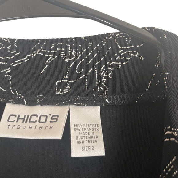 Chico's Size Medium Black Open Front Black Acetate Cardigan - Picture 5 of 7